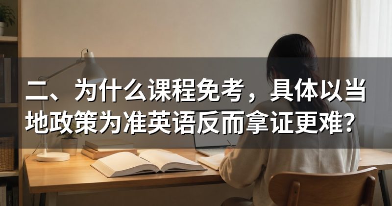 二、为什么课程免考,具体以当地政策为准英语反而拿证更难?