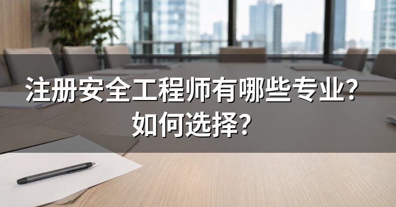 注册安全工程师有哪些专业？如何选择？