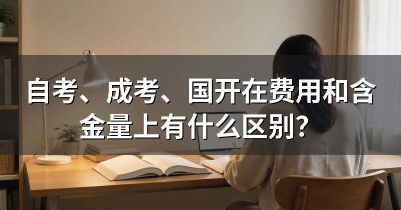 自考、成考、国开在费用和含金量上有什么区别?