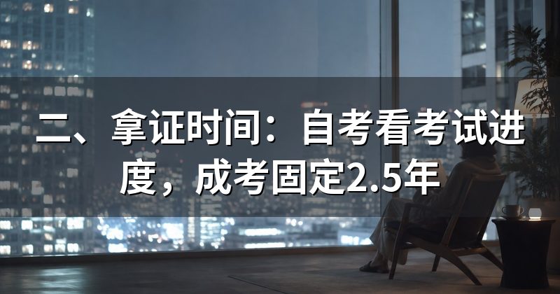 二、拿证时间:自考看考试进度,成考固定2.5年