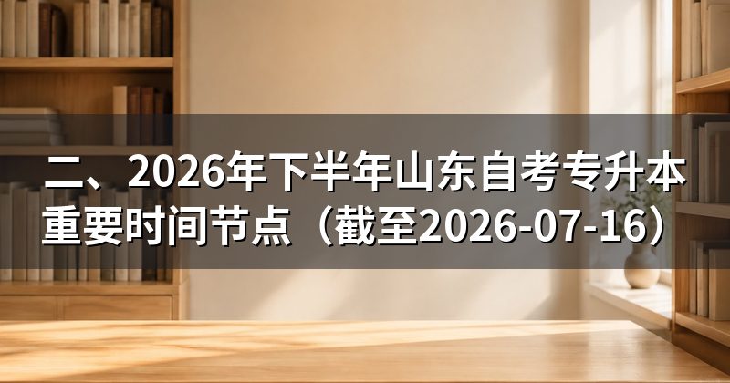 二、2026年下半年山东自考专升本重要时间节点（截至2026-07-16）
