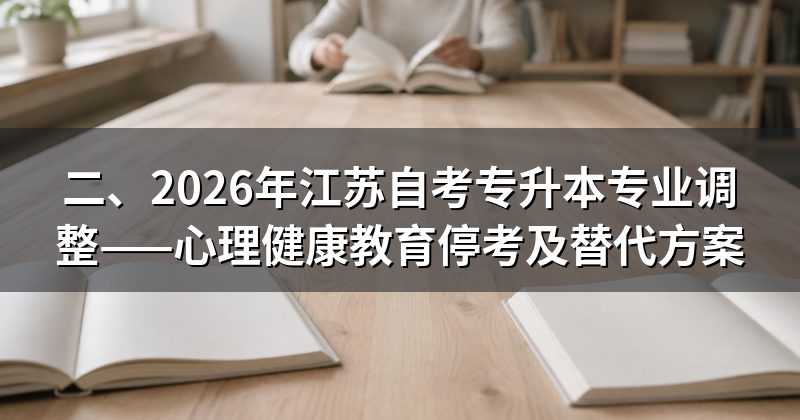 二、2026年江苏自考专升本专业调整——心理健康教育停考及替代方案