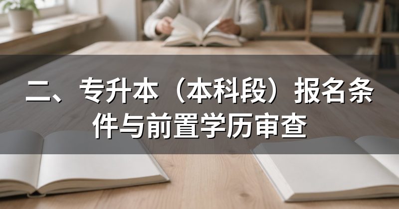 二、专升本(本科段)报名条件与前置学历审查