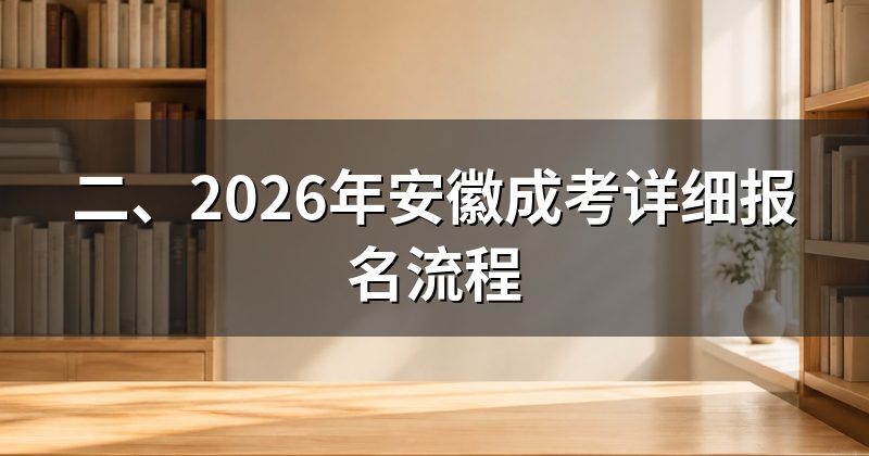 二、2026年安徽成考详细报名流程