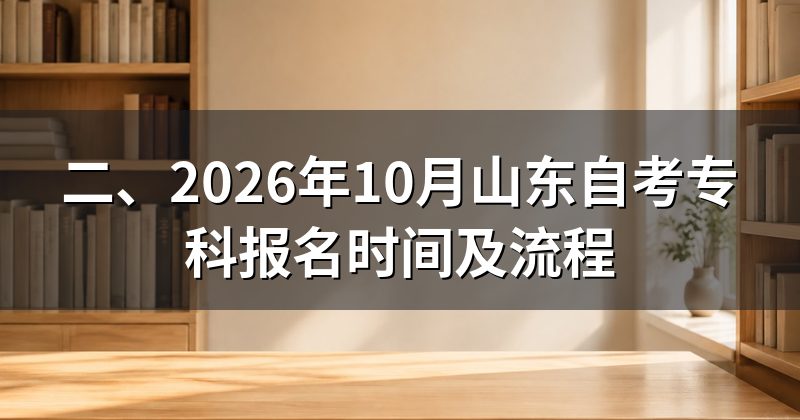 二、2026年10月山东自考专科报名时间及流程