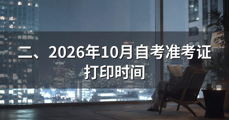 二、2026年10月自考准考证打印时间