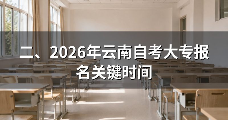 二、2026年云南自考大专报名关键时间