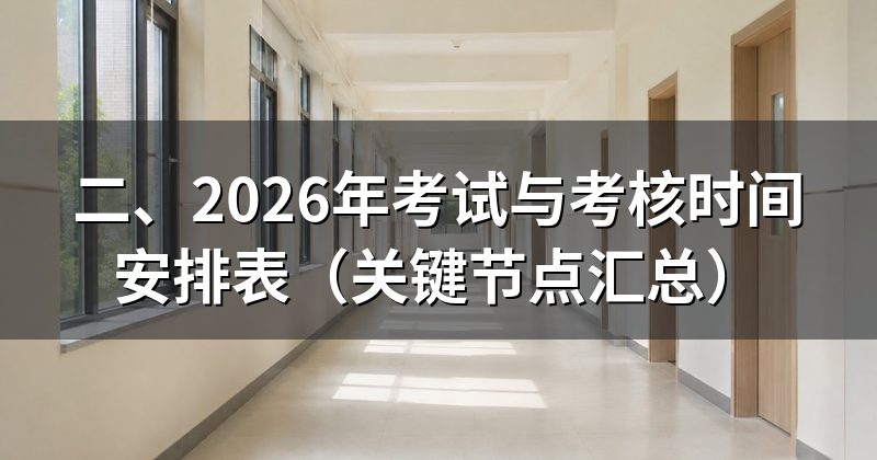 二、2026年考试与考核时间安排表（关键节点汇总）