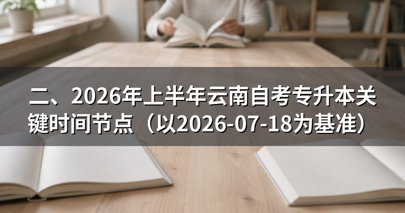 二、2026年上半年云南自考专升本关键时间节点(以2026-07-18为基准)