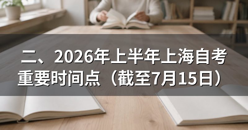 二、2026年上半年上海自考重要时间点(截至7月15日)