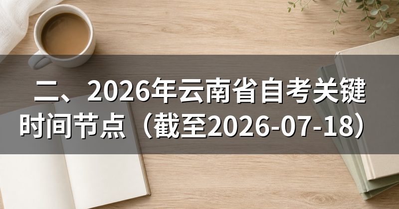 二、2026年云南省自考关键时间节点(截至2026-07-18)