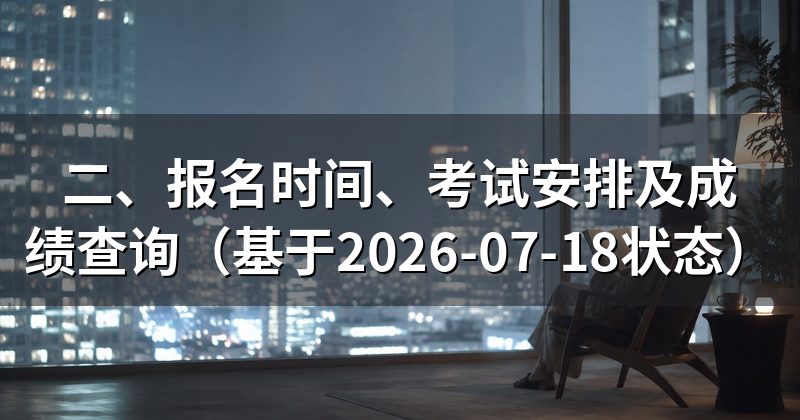 二、报名时间、考试安排及成绩查询(基于2026-07-18状态)