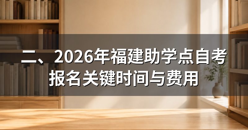 二、2026年福建助学点自考报名关键时间与费用