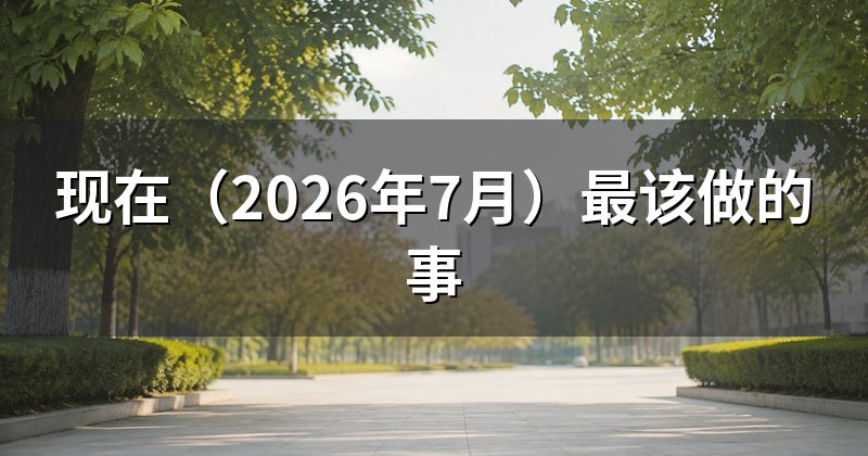 现在(2026年7月)最该做的事