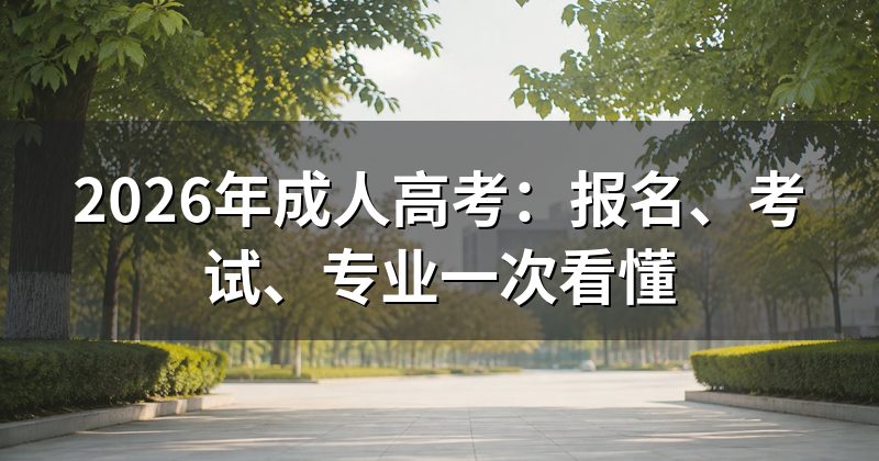 2026年成人高考:报名、考试、专业一次看懂