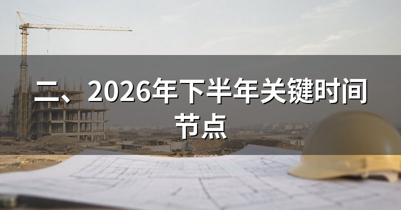 二、2026年下半年关键时间节点