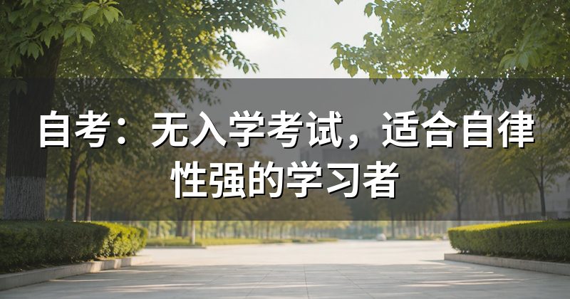 自考:无入学考试,适合自律性强的学习者