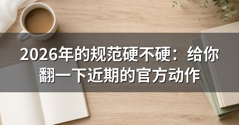 2026年的规范硬不硬：给你翻一下近期的官方动作