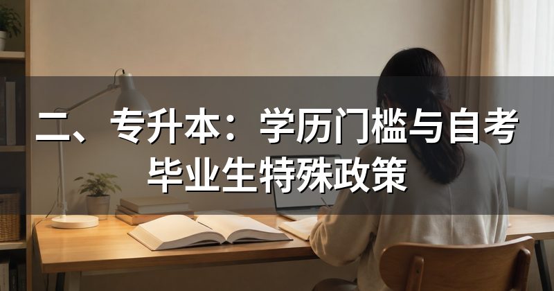二、专升本:学历门槛与自考毕业生特殊政策