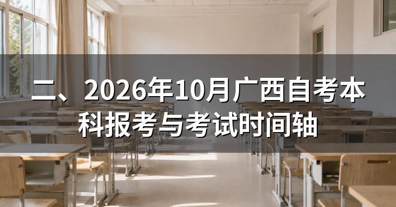 二、2026年10月广西自考本科报考与考试时间轴