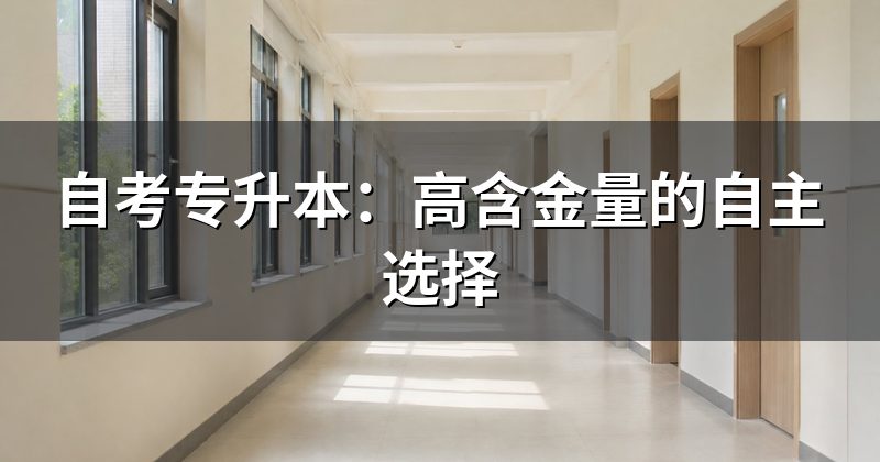 自考专升本:高含金量的自主选择