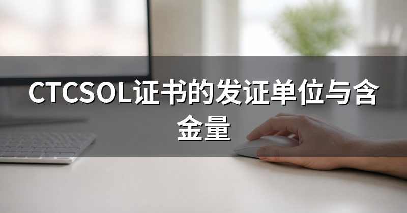 CTCSOL证书的发证单位与含金量