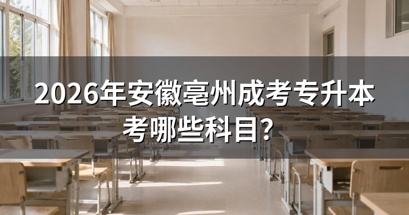 2026年安徽亳州成考专升本考哪些科目?