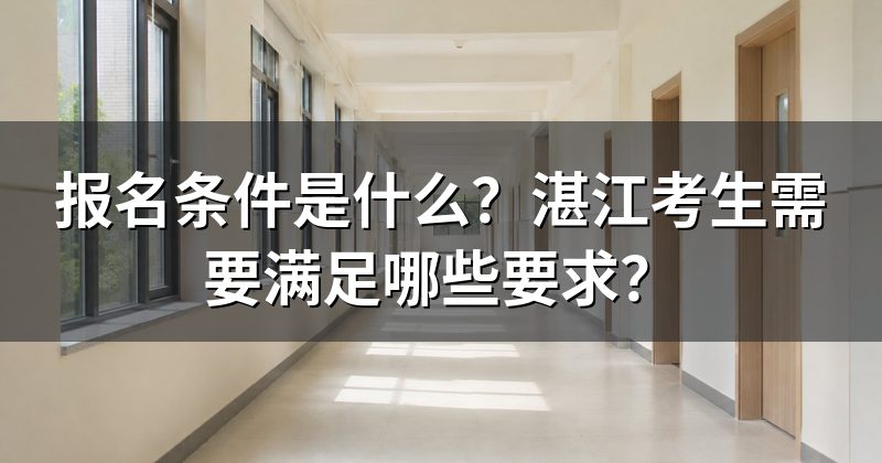 报名条件是什么?湛江考生需要满足哪些要求?