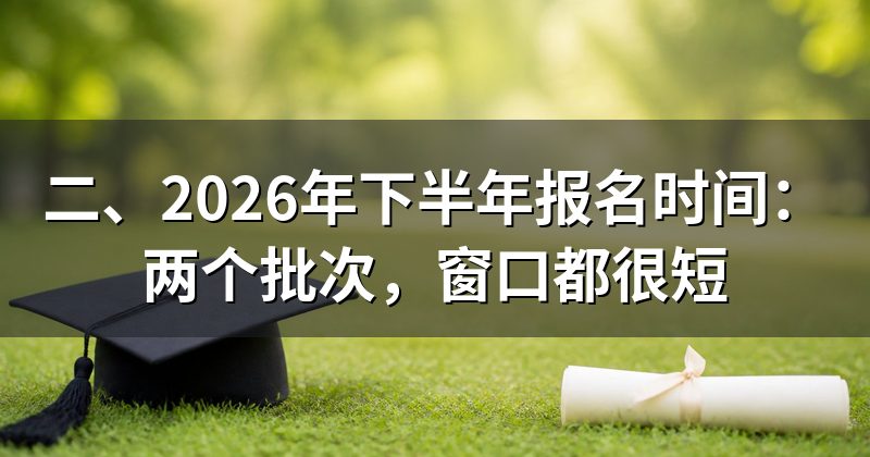 二、2026年下半年报名时间：两个批次，窗口都很短