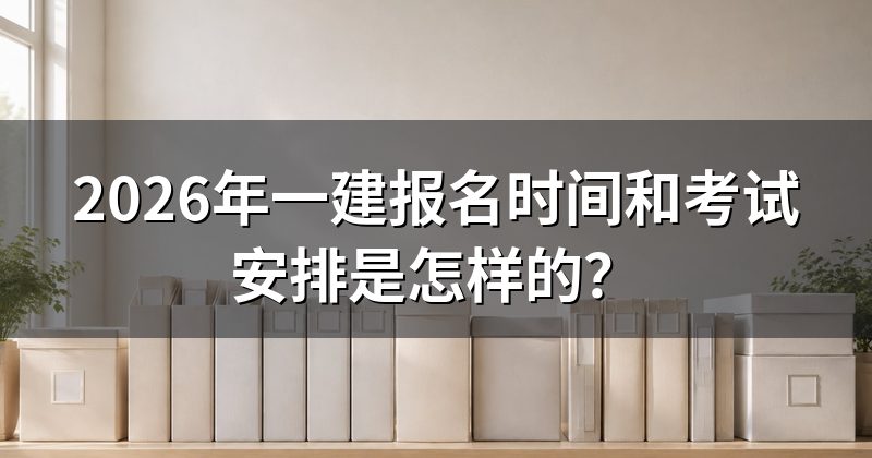 2026年一建报名时间和考试安排是怎样的?