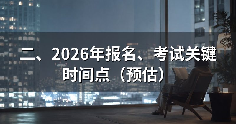 二、2026年报名、考试关键时间点(预估)