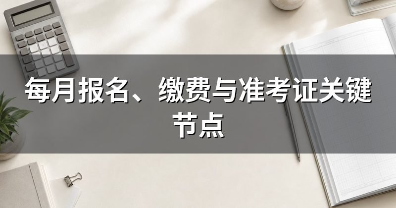 每月报名、缴费与准考证关键节点