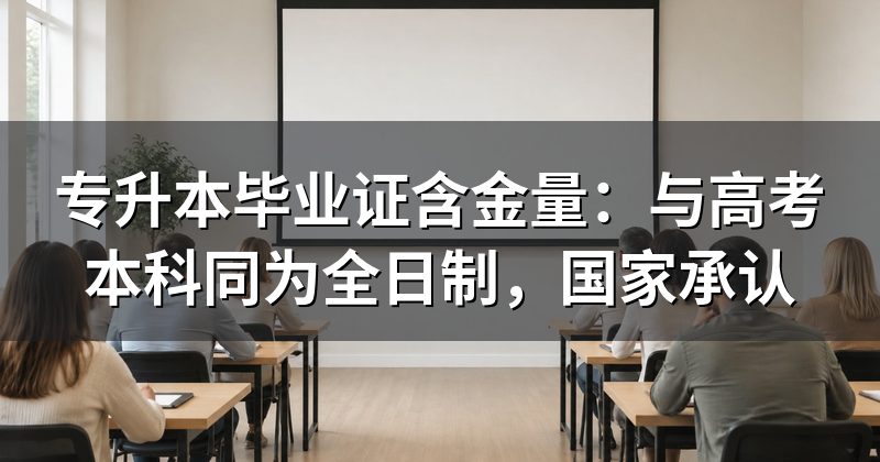 专升本毕业证含金量：与高考本科同为全日制，国家承认