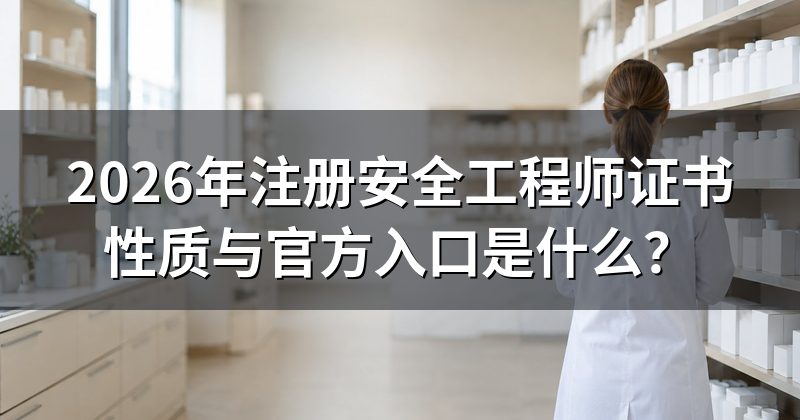 2026年注册安全工程师证书性质与官方入口是什么?