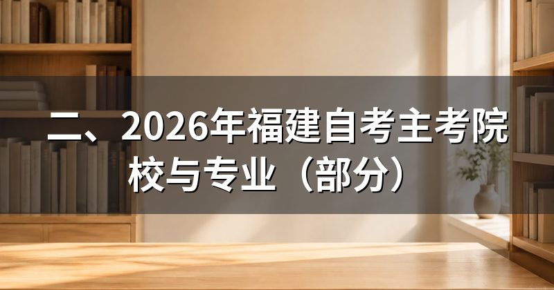 二、2026年福建自考主考院校与专业(部分)