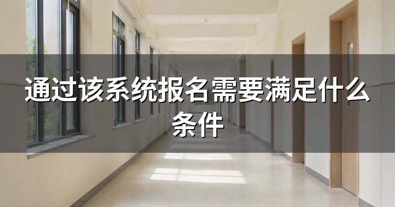 通过该系统报名需要满足什么条件