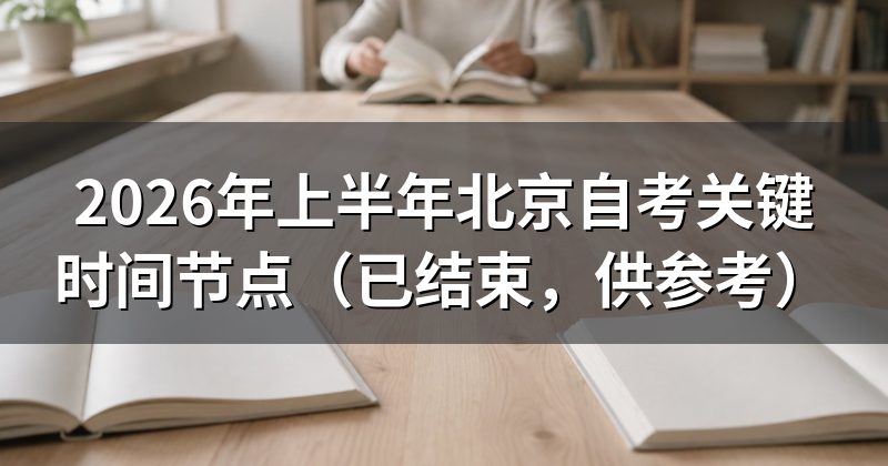 2026年上半年北京自考关键时间节点(已结束,供参考)