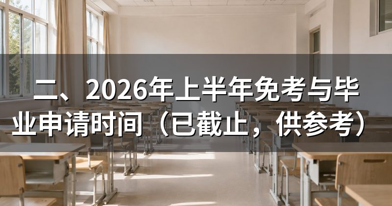 二、2026年上半年免考与毕业申请时间(已截止,供参考)