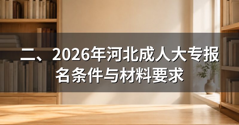 二、2026年河北成人大专报名条件与材料要求