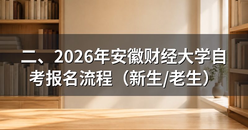 二、2026年安徽财经大学自考报名流程（新生/老生）