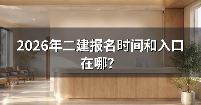 2026年二建报名时间和入口在哪?