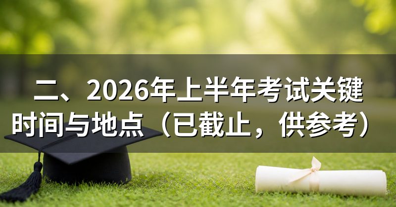 二、2026年上半年考试关键时间与地点(已截止,供参考)