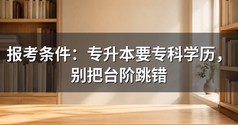 报考条件:专升本要专科学历,别把台阶跳错