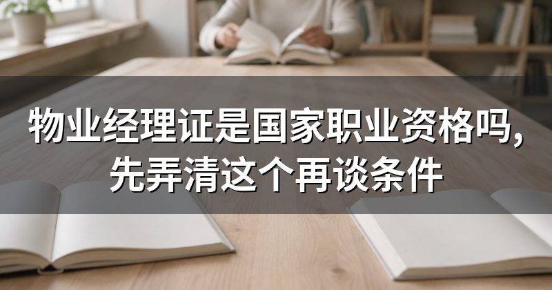 物业经理证是国家职业资格吗,先弄清这个再谈条件