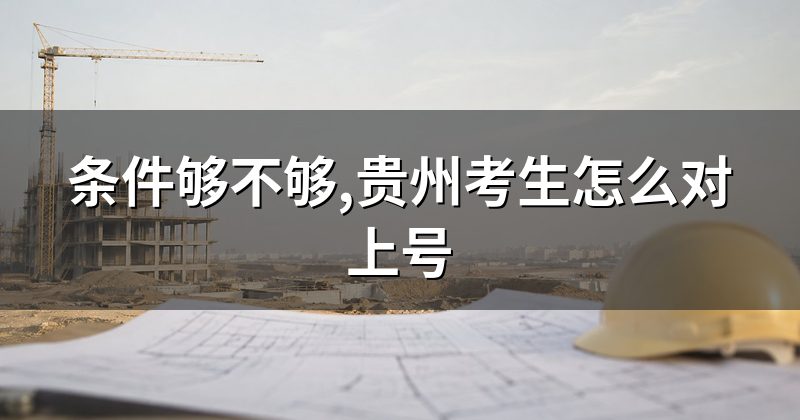 条件够不够,贵州考生怎么对上号