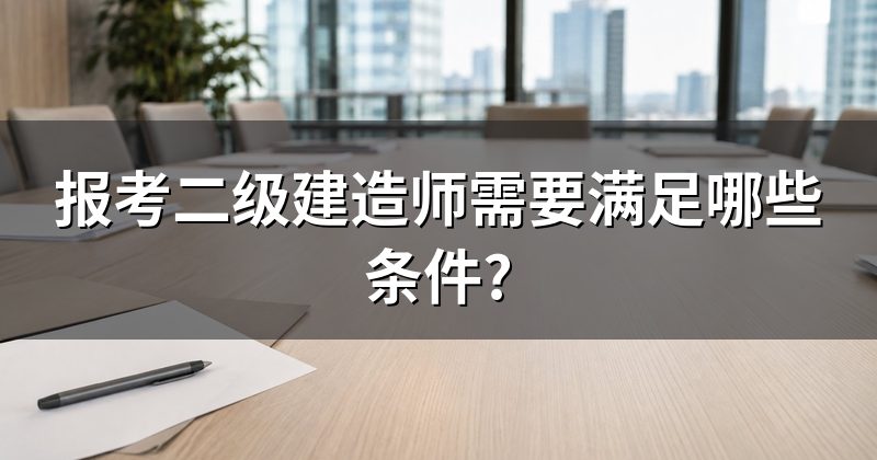 报考二级建造师需要满足哪些条件?