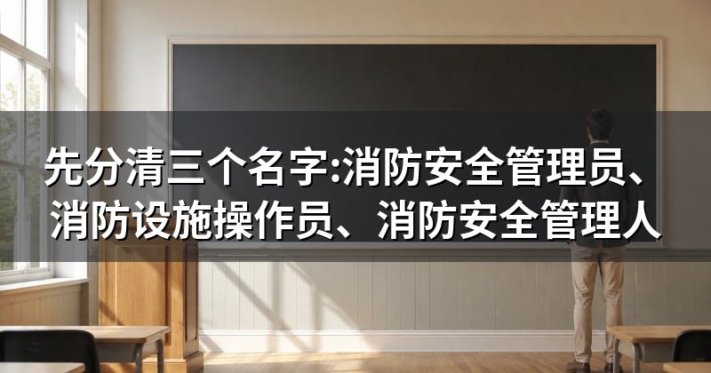 先分清三个名字:消防安全管理员、消防设施操作员、消防安全管理人