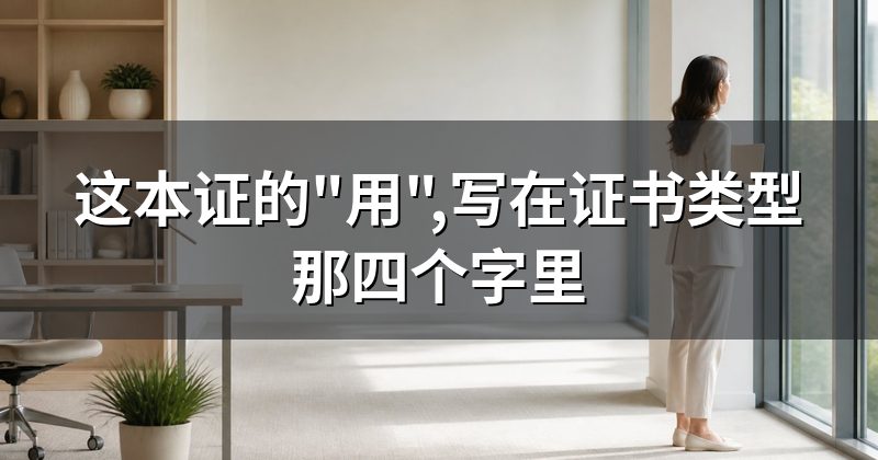 这本证的"用",写在证书类型那四个字里