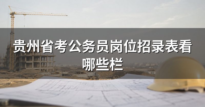 贵州省考公务员岗位招录表看哪些栏