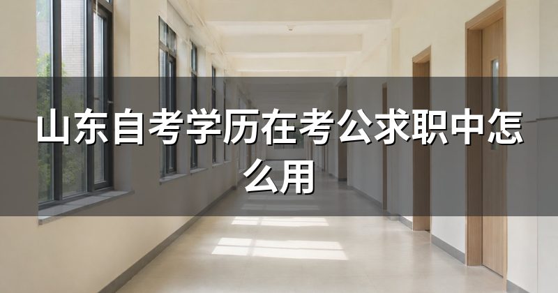 山东自考学历在考公求职中怎么用